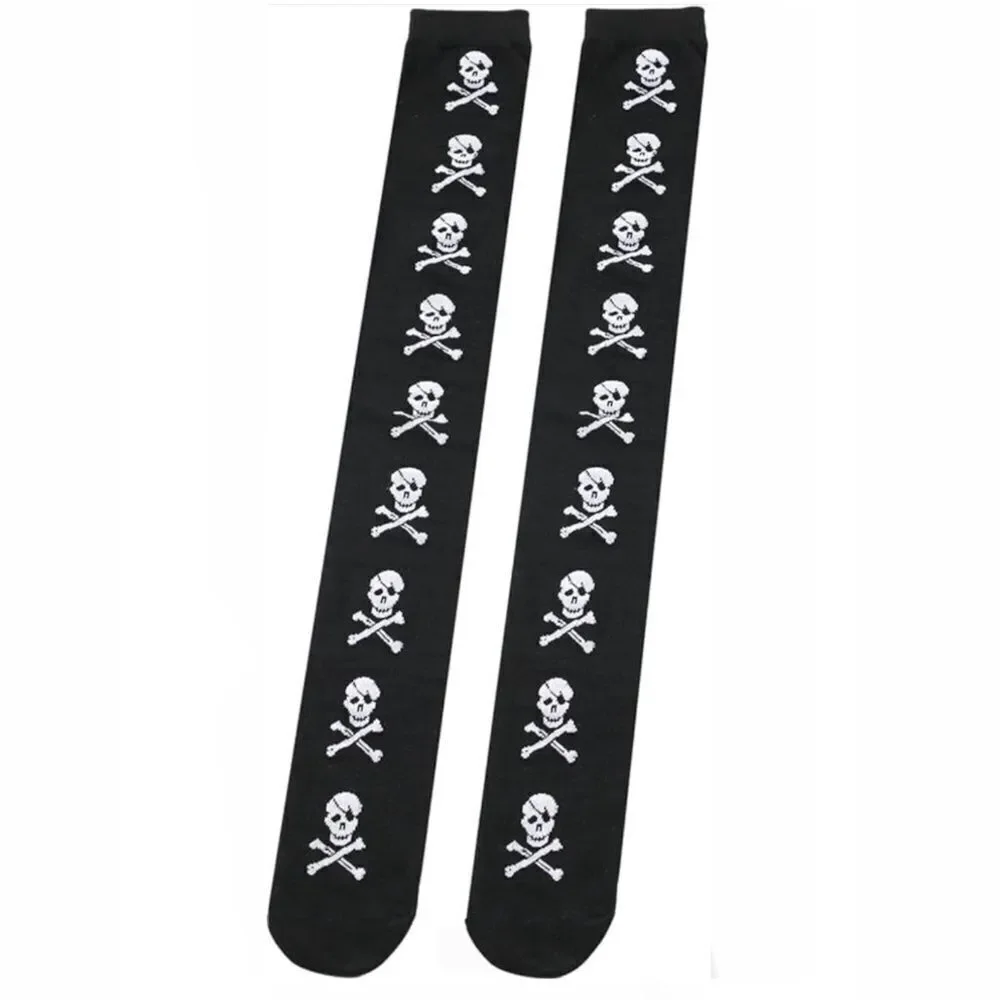 Skull and Crossbones Knee High Socks